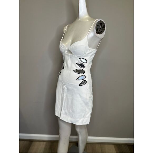 NWT David Koma Crystal Embellished Cut Out Mini Dress Size UK8/US4 $1795 - Picture 4 of 8